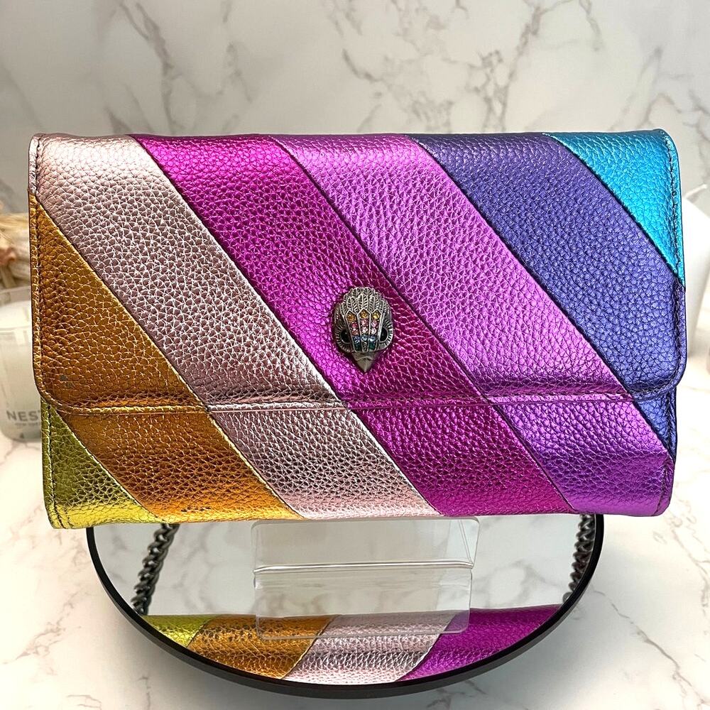 Kurt Geiger London Crossbody Metallic Pebbled Leather Callouts NWT